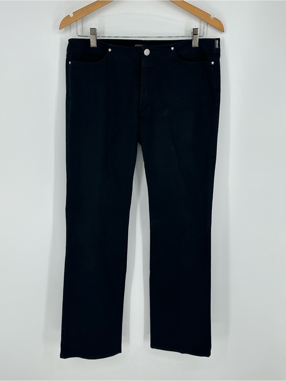 Vintage Women’s Sz 32 VERSACE Jeans Couture Denim Pants Navy Medusa Logo T1